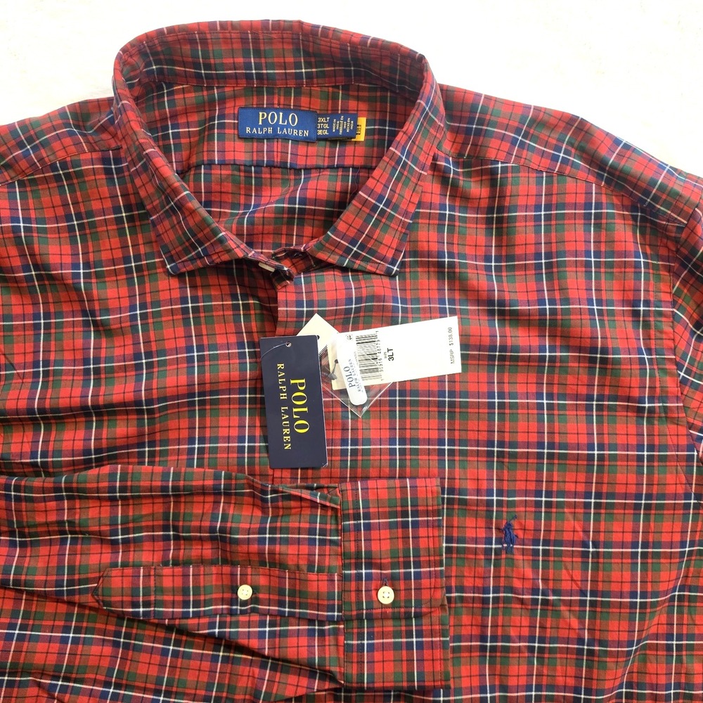 POLO RALPH LAUREN Mens 3XLT Red Check Long Sleeve Button Shirt NWT! - $138